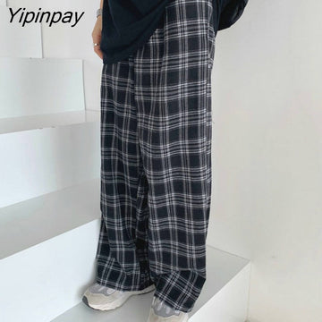 Yipinpay Pants Women Casual Chic Oversize 3XL Loose Wide Leg Trousers Ins Retro Teens Harajuku Hip-hop All-match Unisex Streetwear
